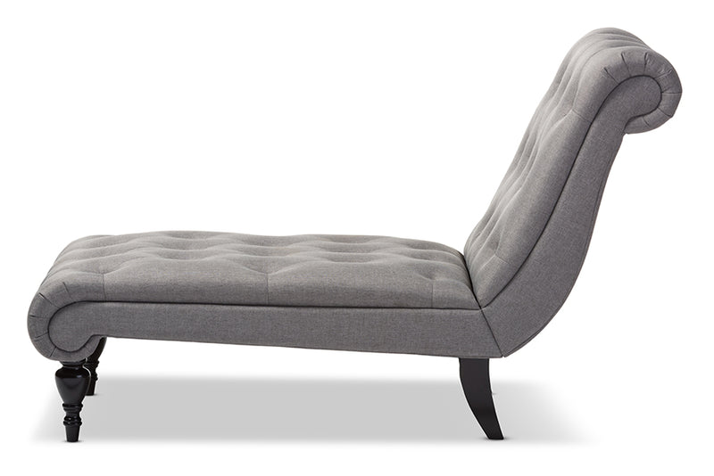 Baxton Studio Layla Mid-century Retro Modern Grey Fabric Upholstered Button-tufted Chaise Lounge