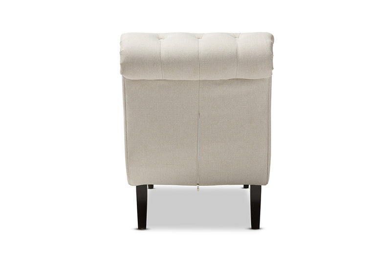 Baxton Studio Layla Mid-century Modern Light Beige Fabric Upholstered Button-tufted Chaise Lounge