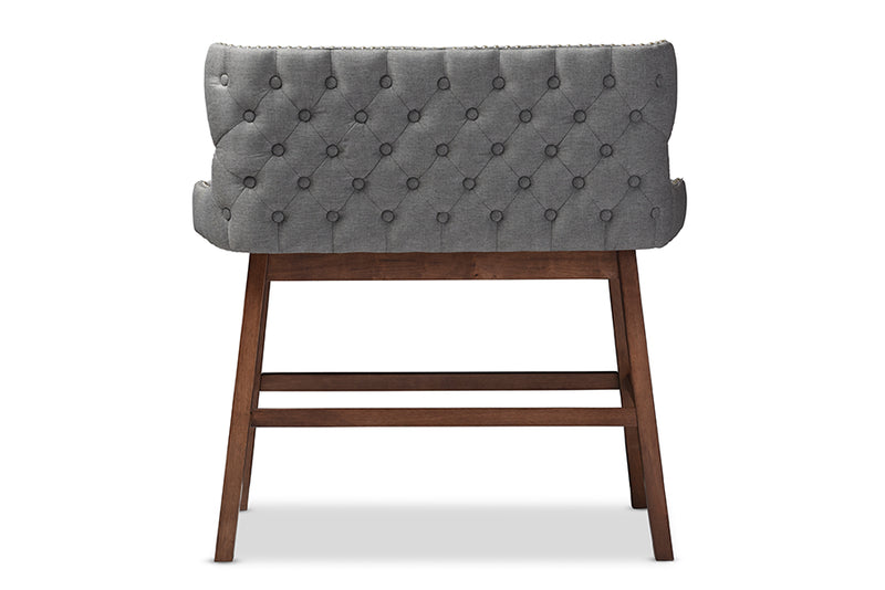 Baxton Studio Gradisca Modern and Contemporary Grey Fabric Button-tufted Upholstered Bar Bench Banquette