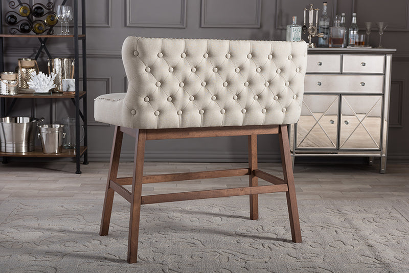 Baxton Studio Gradisca Modern and Contemporary Light Beige Fabric Button-tufted Upholstered Bar Bench Banquette