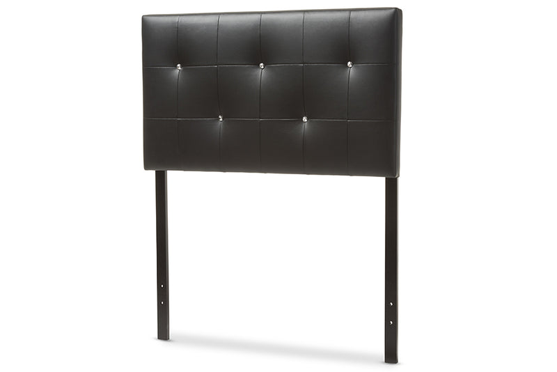 Baxton Studio Kirchem Modern and Contemporary Black Faux Leather Upholstered Twin Size Headboard