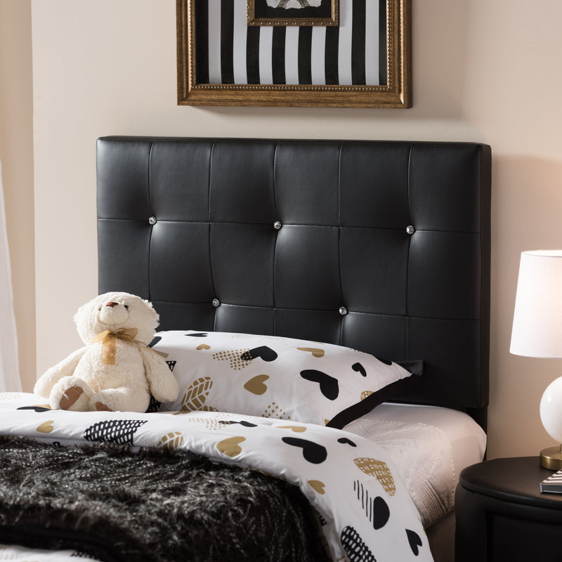 Baxton Studio Kirchem Modern and Contemporary Black Faux Leather Upholstered Twin Size Headboard