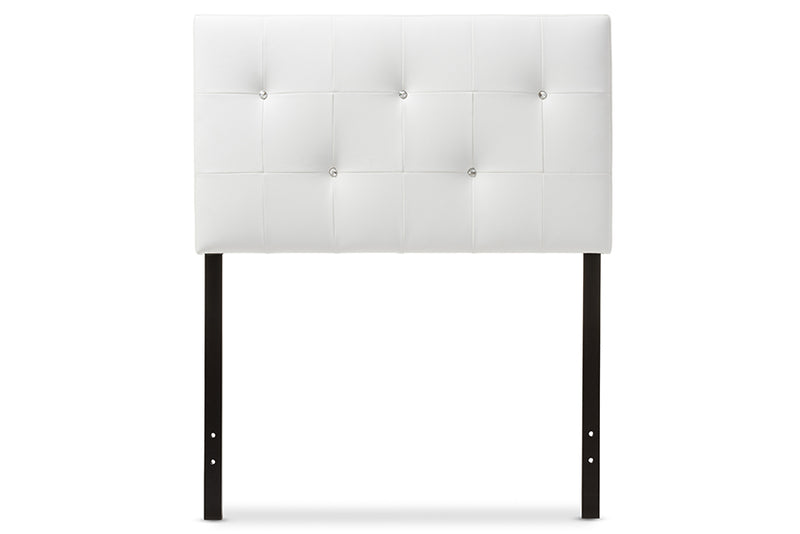 Baxton Studio Kirchem Modern and Contemporary White Faux Leather Upholstered Twin Size Headboard
