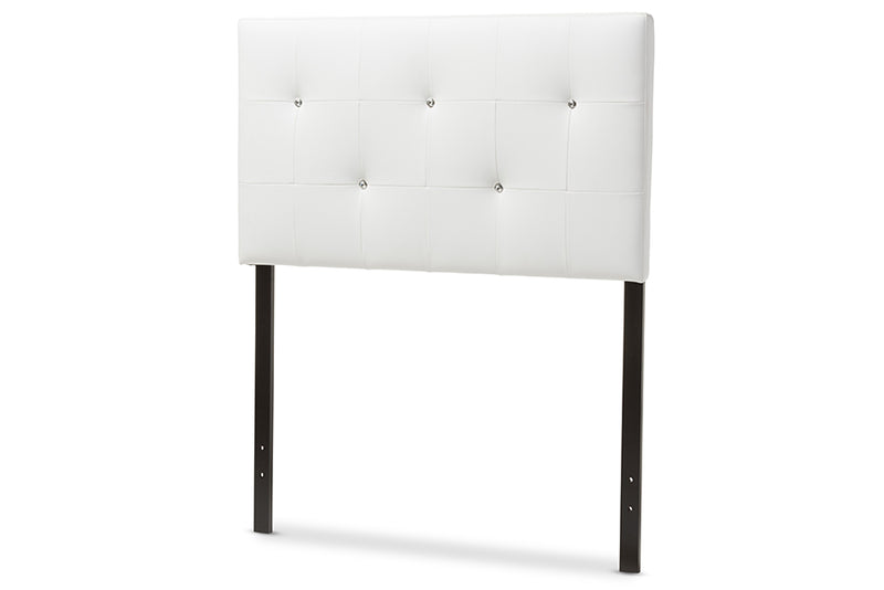 Baxton Studio Kirchem Modern and Contemporary White Faux Leather Upholstered Twin Size Headboard