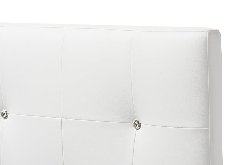 Baxton Studio Kirchem Modern and Contemporary White Faux Leather Upholstered Twin Size Headboard