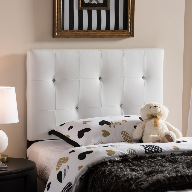 Baxton Studio Kirchem Modern and Contemporary White Faux Leather Upholstered Twin Size Headboard