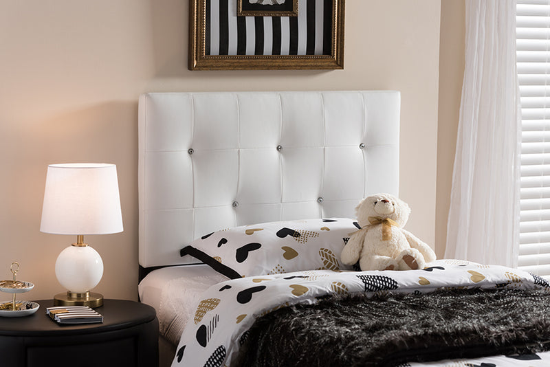 Baxton Studio Kirchem Modern and Contemporary White Faux Leather Upholstered Twin Size Headboard