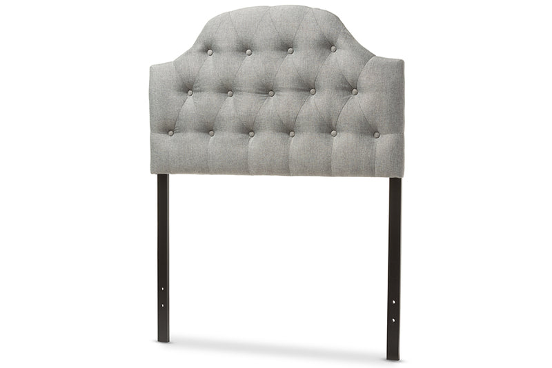 Baxton Studio Morris Modern and Contemporary Grey Fabric Upholstered Button-Tufted Scalloped Twin Size Headboard