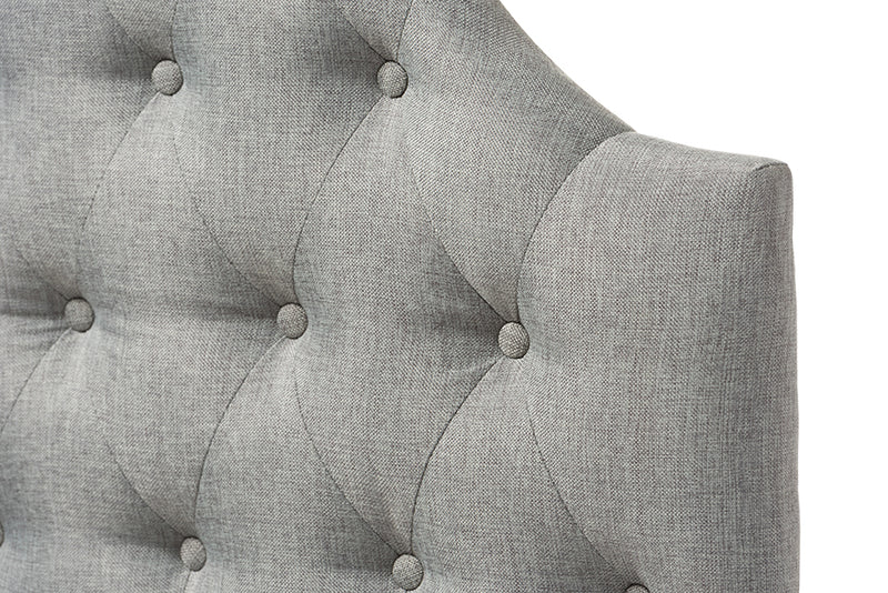 Baxton Studio Morris Modern and Contemporary Grey Fabric Upholstered Button-Tufted Scalloped Twin Size Headboard
