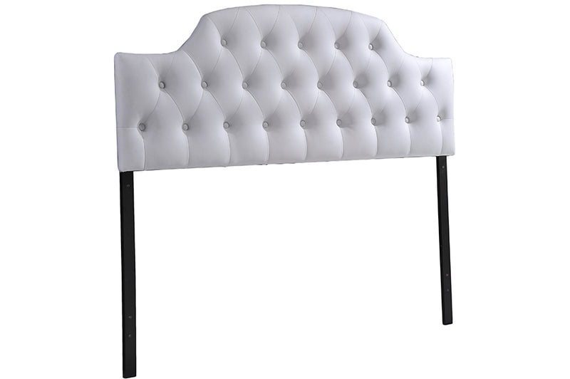 Baxton Studio Morris Modern and Contemporary Queen Size White Faux Leather Upholstered Button-tufted Scalloped Headboard