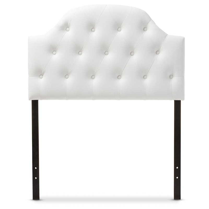 Baxton Studio Morris Modern and Contemporary White Faux Leather Upholstered Button-Tufted Scalloped Twin Size Headboard