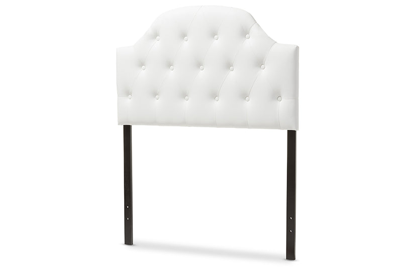 Baxton Studio Morris Modern and Contemporary White Faux Leather Upholstered Button-Tufted Scalloped Twin Size Headboard