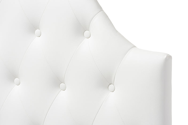 Baxton Studio Morris Modern and Contemporary White Faux Leather Upholstered Button-Tufted Scalloped Twin Size Headboard