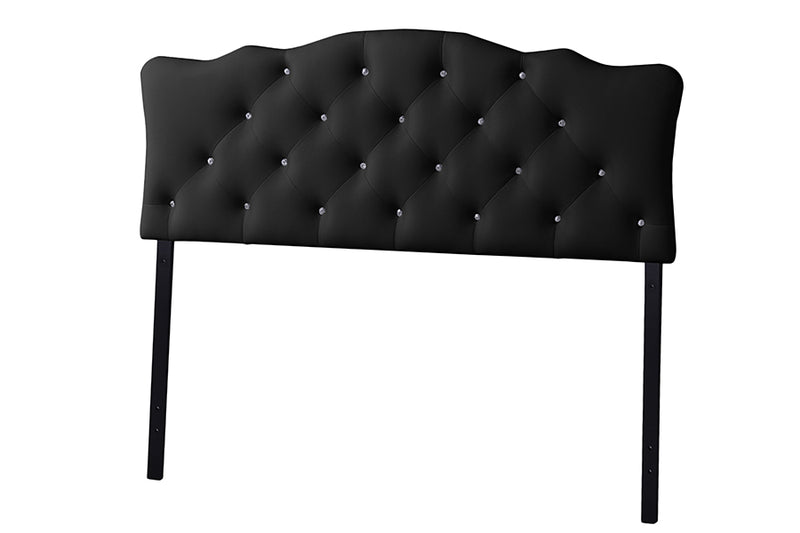 Baxton Studio Rita Modern and Contemporary Full Size Black Faux Leather Upholstered Button-tufted Scalloped Headboard