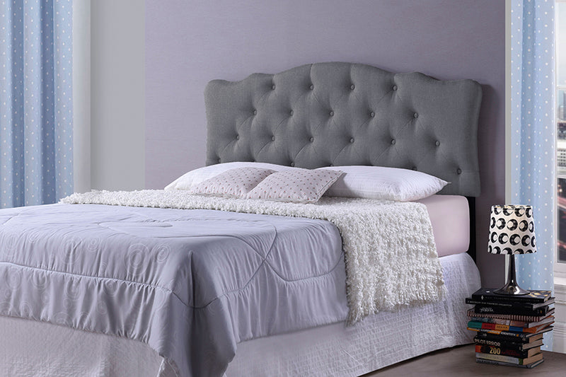 Baxton Studio Rita Modern and Contemporary Full Size Grey Fabric Upholstered Button-tufted Scalloped Headboard