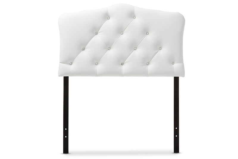 Baxton Studio Rita Modern and Contemporary White Faux Leather Upholstered Button-Tufted Scalloped Twin Size Headboard