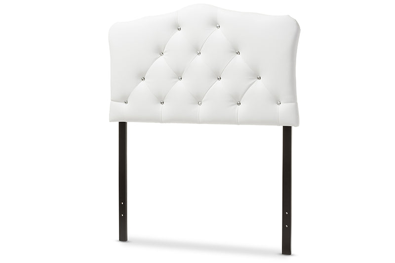 Baxton Studio Rita Modern and Contemporary White Faux Leather Upholstered Button-Tufted Scalloped Twin Size Headboard