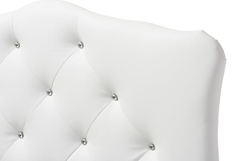 Baxton Studio Rita Modern and Contemporary White Faux Leather Upholstered Button-Tufted Scalloped Twin Size Headboard