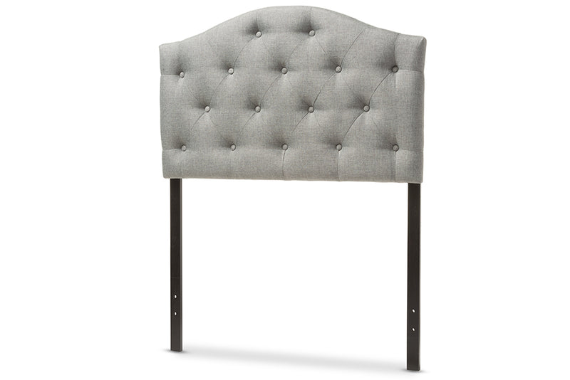 Baxton Studio Myra Modern and Contemporary Grey Fabric Upholstered Button-Tufted Scalloped Twin Size Headboard