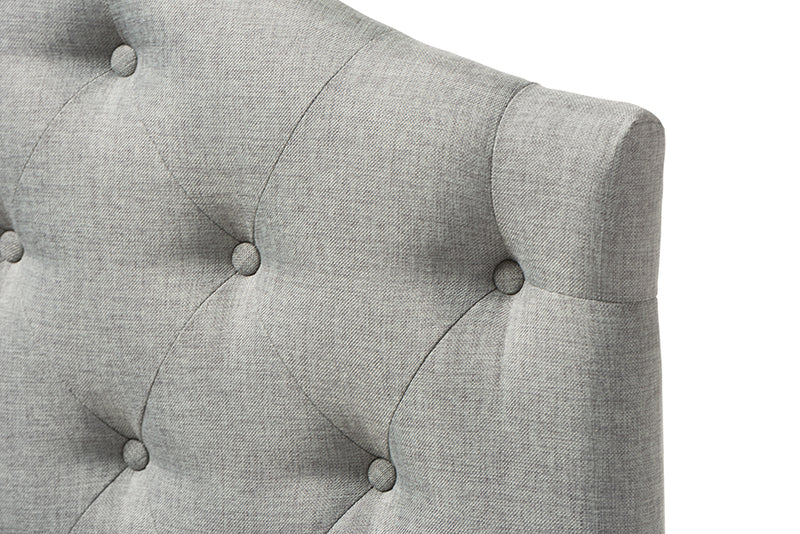 Baxton Studio Myra Modern and Contemporary Grey Fabric Upholstered Button-Tufted Scalloped Twin Size Headboard