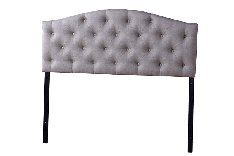 Baxton Studio Myra Modern and Contemporary Queen Size Light Beige Fabric Upholstered Button-tufted Scalloped Headboard