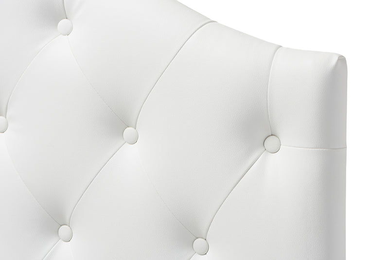 Baxton Studio Myra Modern and Contemporary White Faux Leather Upholstered Button-Tufted Scalloped Twin Size Headboard