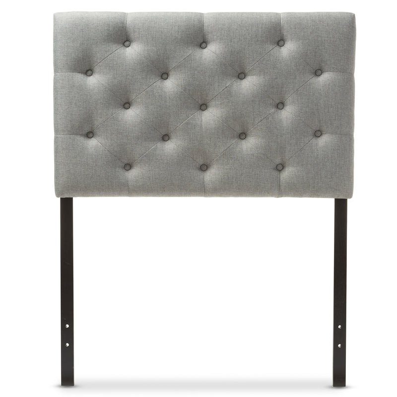 Baxton Studio Viviana Modern and Contemporary Grey Fabric Upholstered Button-Tufted Twin Size Headboard