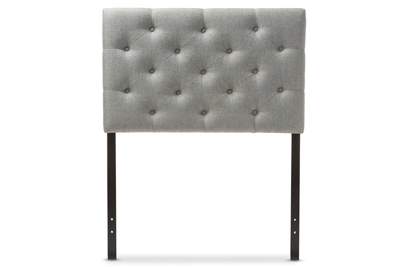 Baxton Studio Viviana Modern and Contemporary Grey Fabric Upholstered Button-Tufted Twin Size Headboard