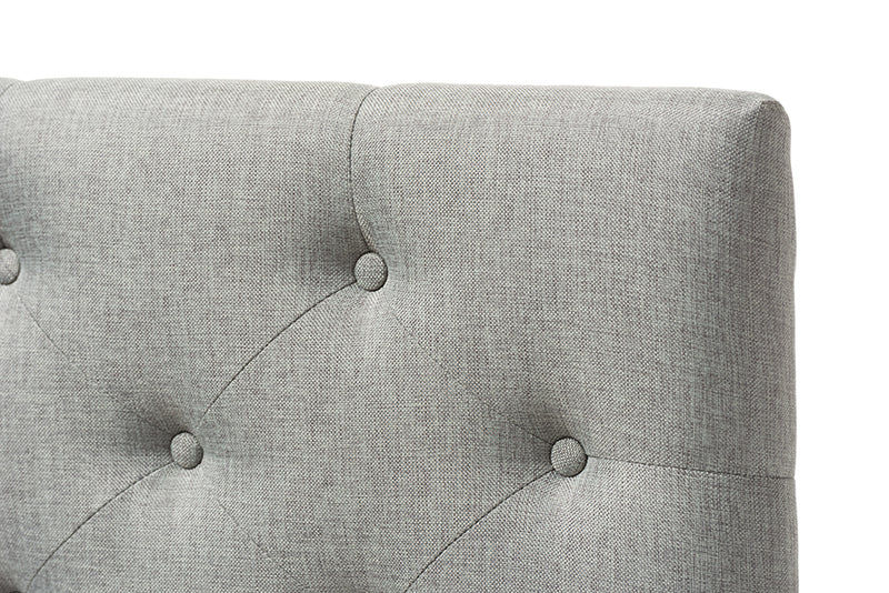 Baxton Studio Viviana Modern and Contemporary Grey Fabric Upholstered Button-Tufted Twin Size Headboard
