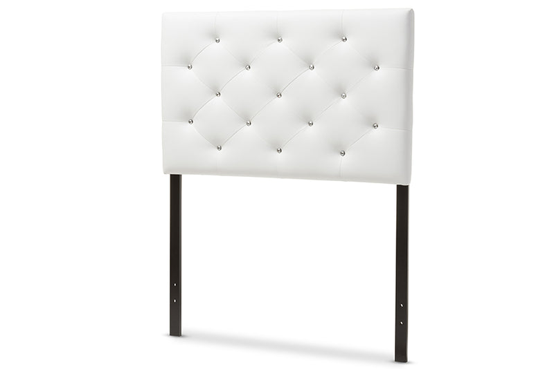 Baxton Studio Viviana Modern and Contemporary White Faux Leather Upholstered Button-Tufted Twin Size Headboard