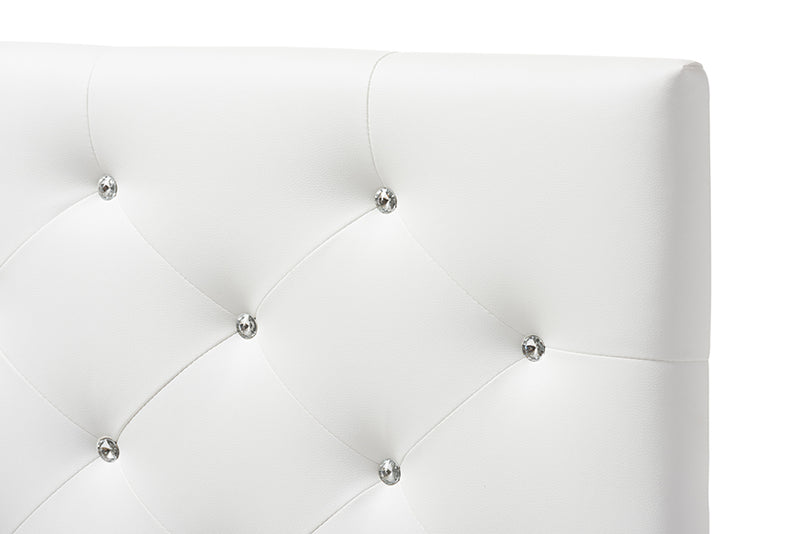 Baxton Studio Viviana Modern and Contemporary White Faux Leather Upholstered Button-Tufted Twin Size Headboard