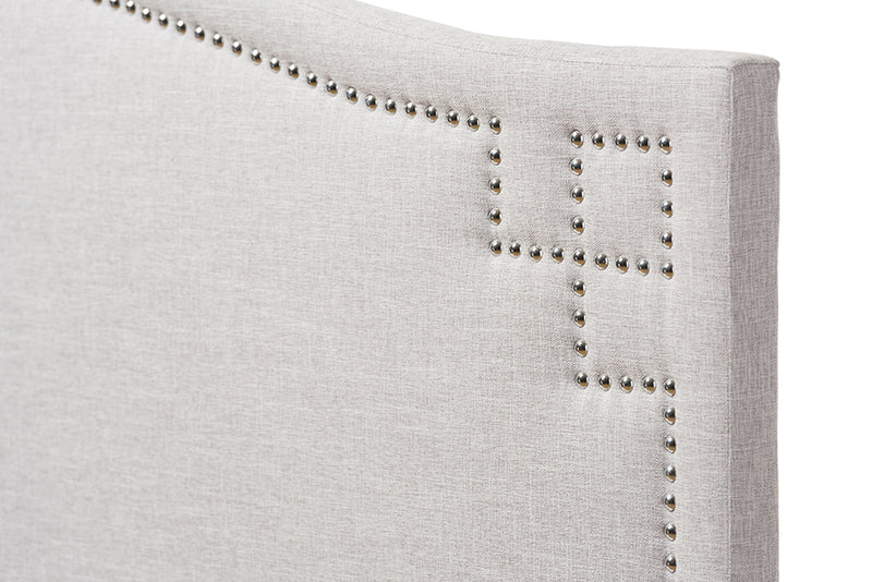 Baxton Studio Aubrey Modern and Contemporary Grayish Beige Fabric Upholstered King Size Headboard