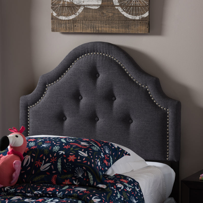 Baxton Studio Cora Modern and Contemporary Dark Grey Fabric Upholstered Twin Size Headboard