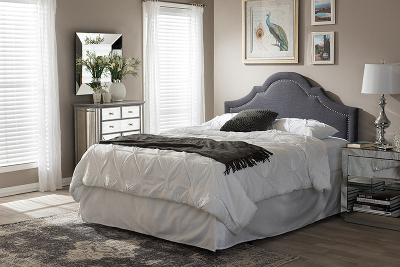 Baxton Studio Rita Modern and Contemporary Dark Grey Fabric Upholstered Queen Size Headboard