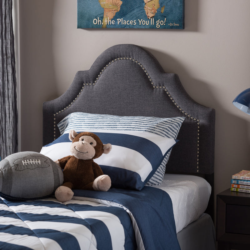 Baxton Studio Rita Modern and Contemporary Dark Grey Fabric Upholstered Twin Size Headboard