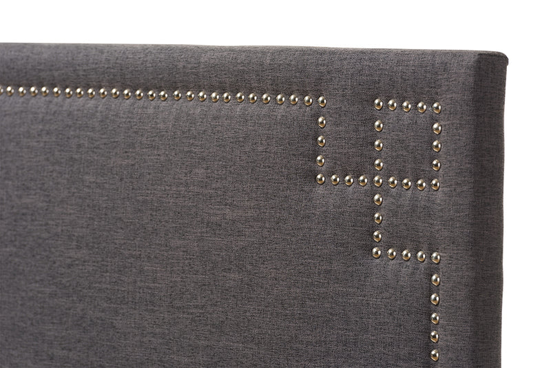 Baxton Studio Geneva Modern and Contemporary Dark Grey Fabric Upholstered Queen Size Headboard