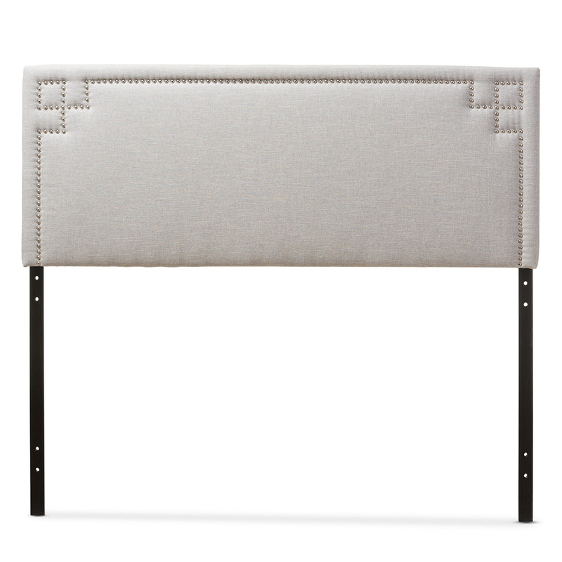 Baxton Studio Geneva Modern and Contemporary Grayish Beige Fabric Upholstered Queen Size Headboard