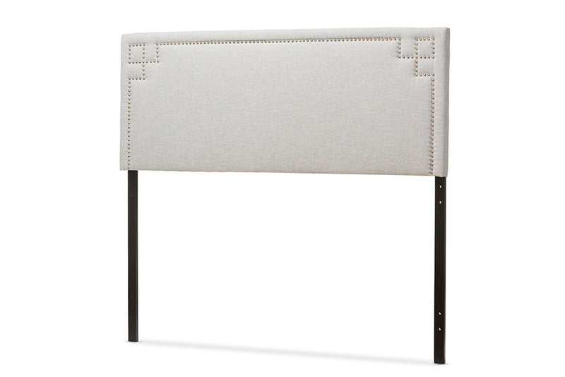 Baxton Studio Geneva Modern and Contemporary Grayish Beige Fabric Upholstered Queen Size Headboard