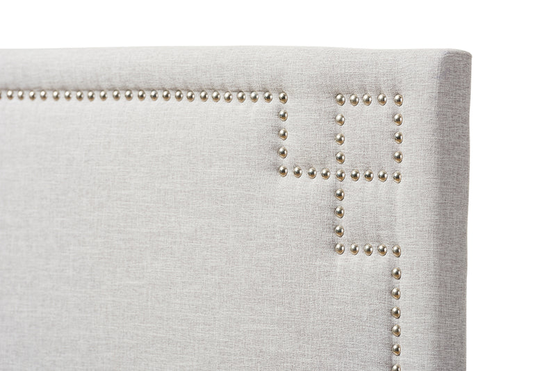 Baxton Studio Geneva Modern and Contemporary Grayish Beige Fabric Upholstered Queen Size Headboard