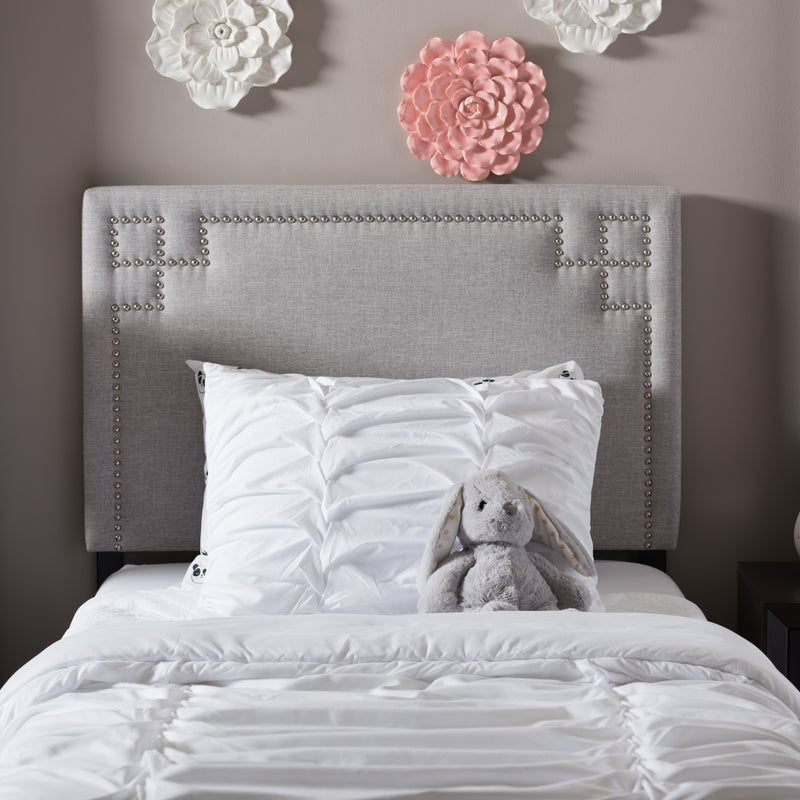 Baxton Studio Geneva Modern and Contemporary Grayish Beige Fabric Upholstered Twin Size Headboard
