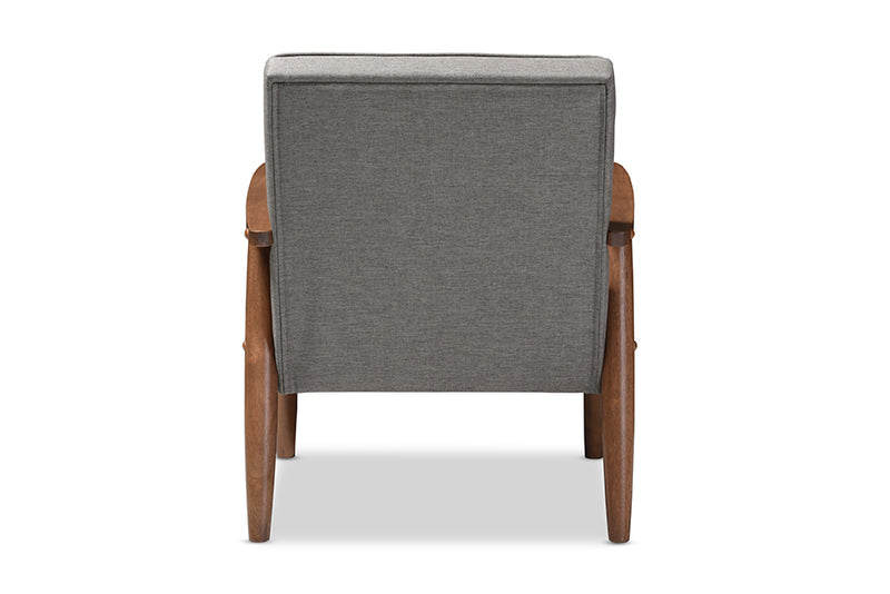 Baxton Studio Sorrento Mid-century Retro Modern Grey Fabric Upholstered Wooden Lounge Chair