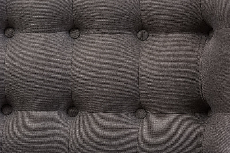 Baxton Studio Melody Mid-Century Modern Grey Fabric and Natural Wood Finishing 2-Seater Settee Bench