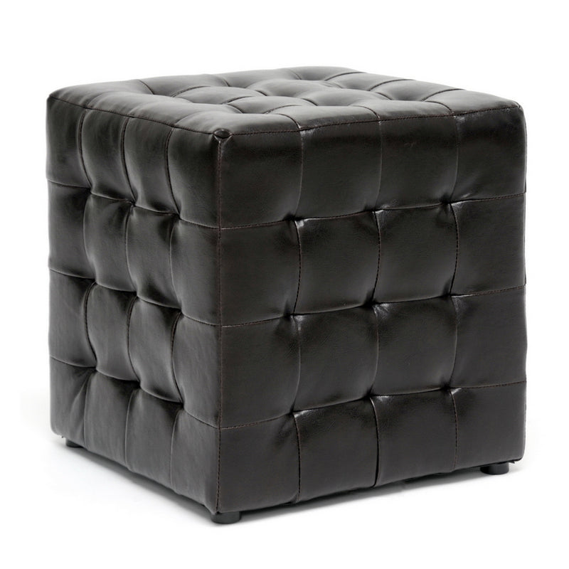Baxton Studio Siskal Dark Brown Modern Cube Ottoman (Set of 2)