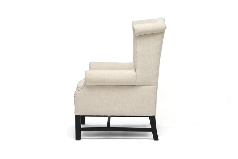 Baxton Studio Sussex Beige Linen Club Chair