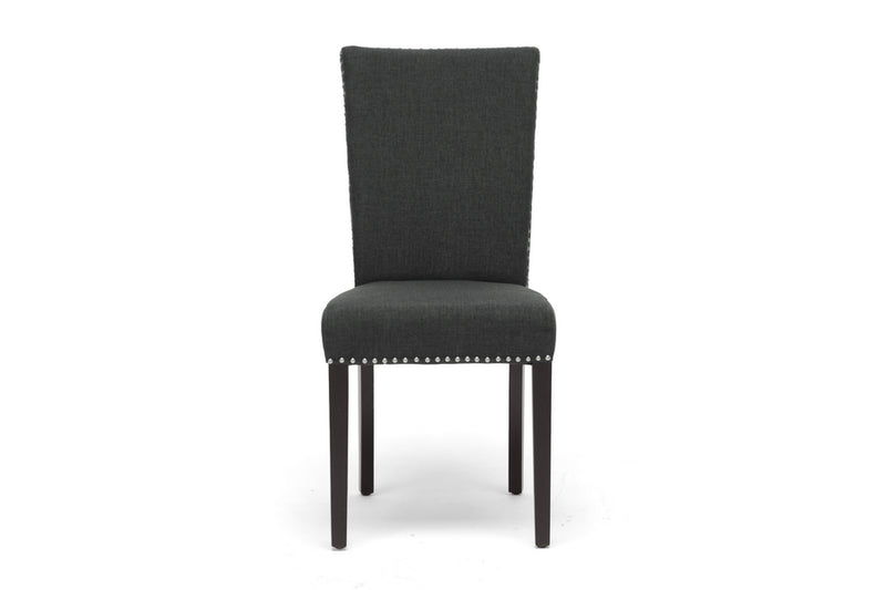 Baxton Studio Harrowgate Dark Gray Linen Modern Dining Chair (Set of 2)