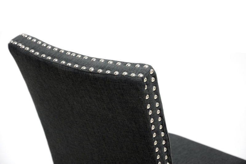 Baxton Studio Harrowgate Dark Gray Linen Modern Dining Chair (Set of 2)