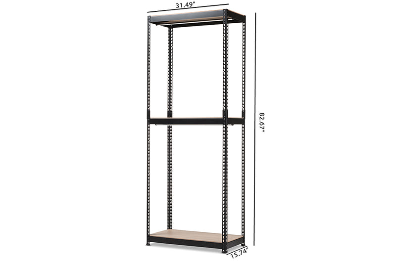 Baxton Studio Gavin Black Metal 3-Shelf Closet Storage Racking Organizer