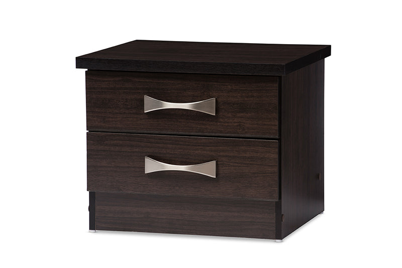 Baxton Studio Colburn Modern and Contemporary 2-Drawer Dark Brown Finish Wood Storage Nightstand Bedside Table