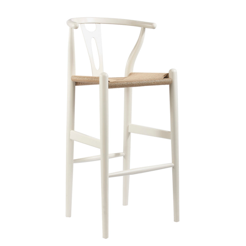 Baxton Studio Mid-Century Modern Wishbone Stool - White Wood Y Stool