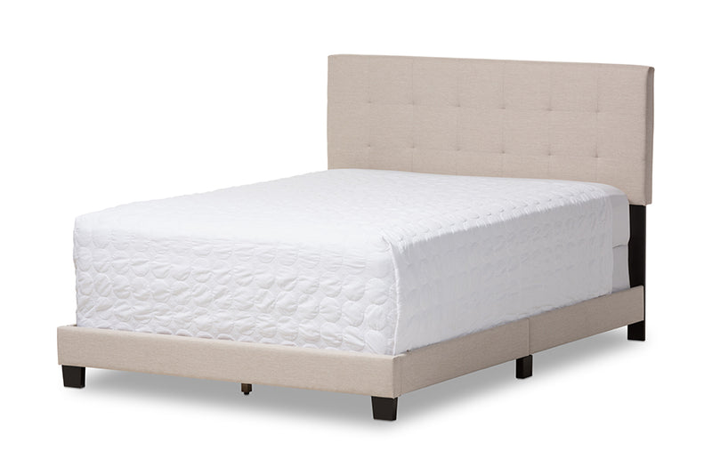 Baxton Studio Brookfield Modern and Contemporary Beige Fabric Upholstered Grid-tufting Full Size Bed